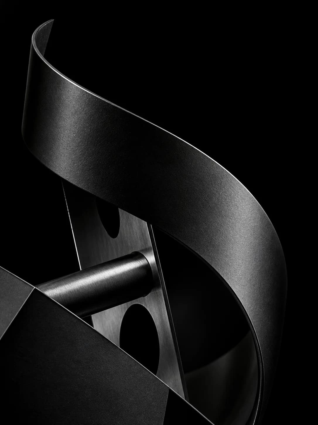 Macro view of a black steel object