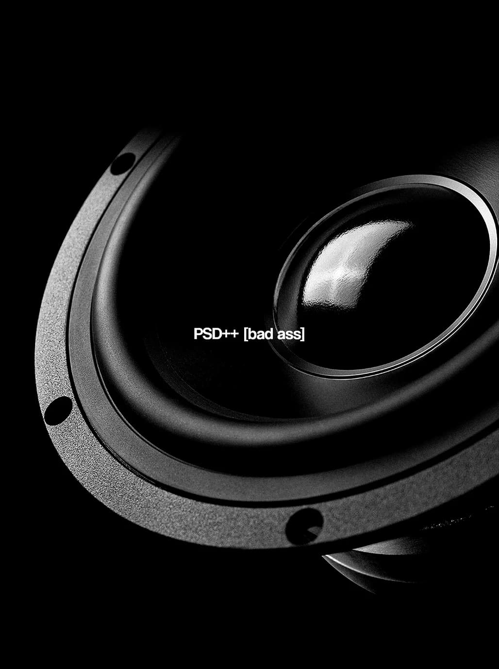 Close-up of a black PSD Archive speaker object